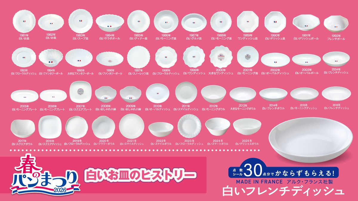 歴代のお皿を公開❗️／ 今年で46回目を迎える #春のパンまつり🌸 1981