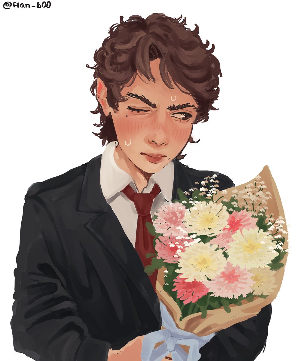 Flan_b00's tweet image. second failed attempt to confess his feelings