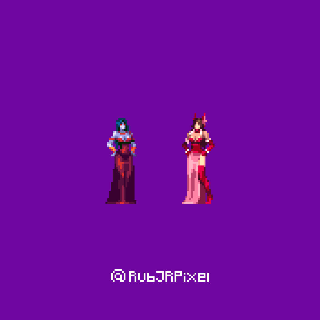 RubJRPixel's tweet photo. Elizabeth Bartley and Carmilla 🩸

The beautiful vampire women from Castlevania: Bloodlines and Circle of the Moon are here. I really enjoyed creating them; both sprites are based on their original artwork, though with some creative liberties.

#悪魔城ドラキュラ #Castlevania https://t.co/WpiiaAS7LC