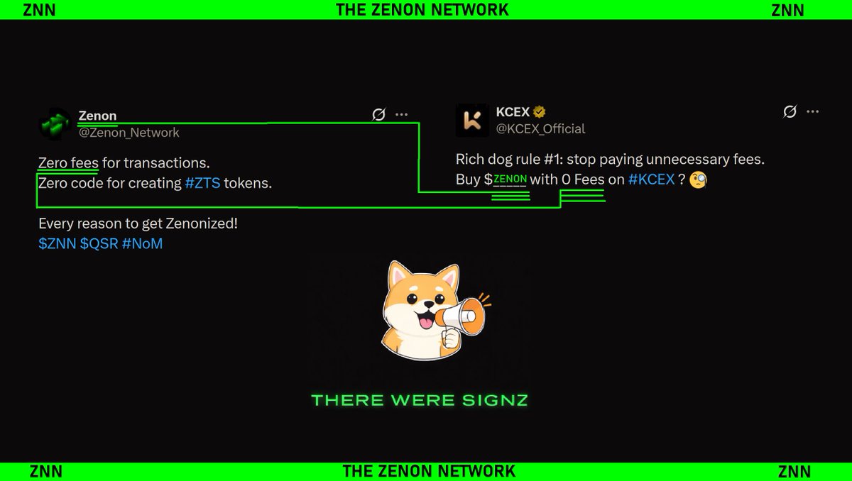 Zero fees feels less like a feature and more like common sense.

Every reason to get Zenonized today –– Join now!

$_____ = $ZENON

$BTC $ZNN $QSR #CRYPTO #BITCOIN #ZENON #THEREWERESIGNZ