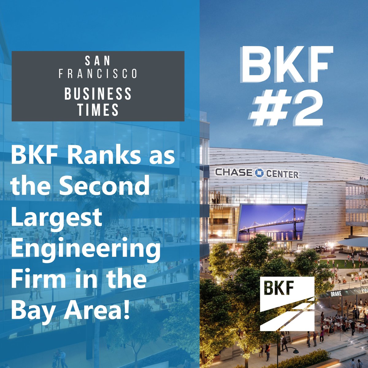 BKF moves up to #2 on the San Francisco Business Times list of the Largest Engineering Firms in the Bay Area 🎉
📍 67 licensed engineers in the Bay Area
⬆️ Up one rank from last year
Strong momentum. Stronger team. 💪

#TeamBKF #EngineeringExcellence #SanFranciscoBusinessTimes