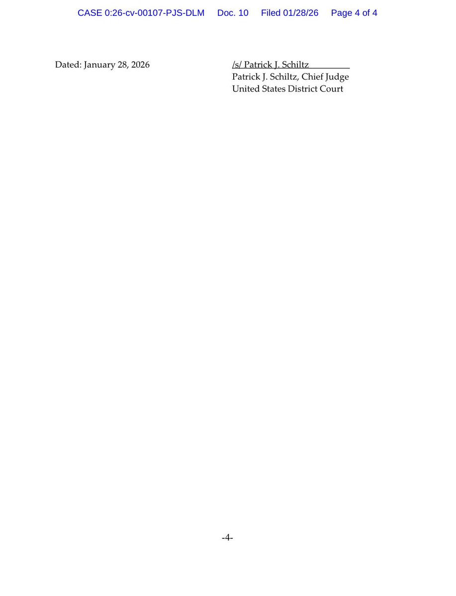 sahilkapur's tweet image. U.S. District Court Judge Patrick Schiltz (Republican-appointed in ‘06): “ICE has likely violated more court orders in January 2026 than some federal agencies have violated in their entire existence.”