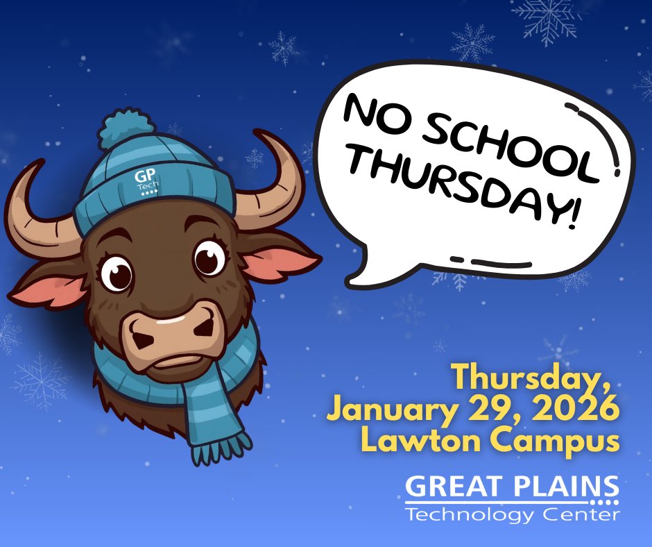 Due to the continued slick and icy neighborhood road conditions, GPTC Lawton Campus will remain closed on Thursday, January 29, 2026. The safety of our students and staff remain our top priority. We miss you and look forward to seeing you soon! #GPTech #gptc