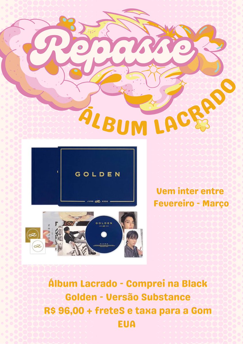 olislaris's tweet image. Venda, Vendo, Repasse, Bts, Album

*Repasse Álbum Lacrado*
Golden versão azul - Substance

Valor: R$ 96,00 faço por R$ 75,00
+  *freteS e taxas futuras* para a Gom

Ceg Inter *EUA*

Ceg: K-memory 
Tenho muito álbum e quero repassar algum por prioridade 🥹