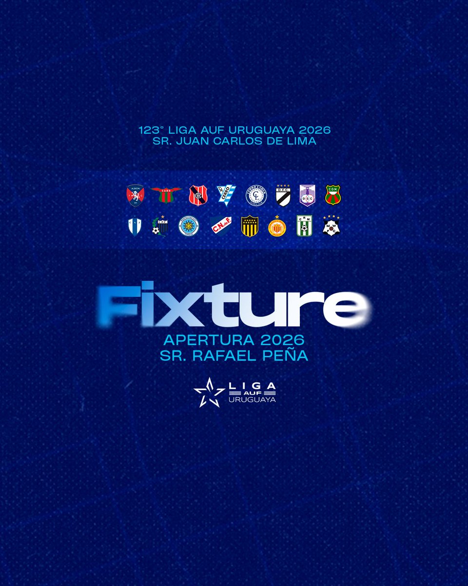 LigaAUF's tweet photo. ☑️ 𝐅𝐢𝐱𝐭𝐮𝐫𝐞

🏆 Torneo Apertura 2026 - Sr. Rafael Peña

#FábricaDeTalentos🌎 https://t.co/ILYoFIZHDf