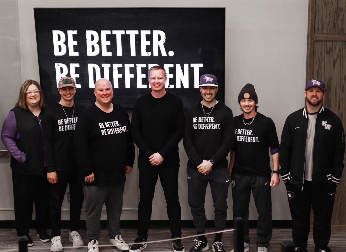 KWUBaseball's tweet photo. Just want to give a huge shoutout to alum @PhilBeckner for coming to speak to our team yesterday! Incredible talk and chance for our guys to learn from someone with an elite mindset. If you wear it, then you better be about it. 
@BeBetterBeDiff https://t.co/gWdqTgl5kK