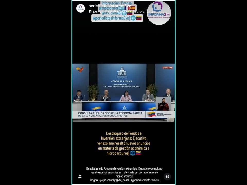 #Economía #Contexto Desbloqueo de Fondos e Inversión extranjera |Ejecutivo venezolano resaltó nuevos anuncios en materia de gestión económica e hidrocarburos acortar.link/sga2HS <a href="/Informa2ve/">Informa2ve| ¡Somos Comunicación Productiva!</a> <a href="/rccarlosj/">Carlos J. Romero C.</a> <a href="/joserioslugo/">José Ríos Lugo</a> <a href="/elreporteglobal/">El Reporte Global</a> <a href="/AFPespanol/">Agence France-Presse</a>