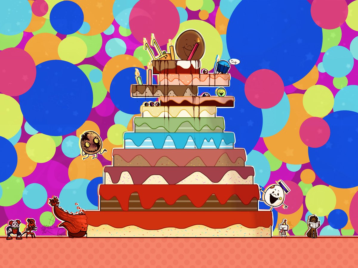 SMILEELIMS6's tweet photo. Happyyy 11th to ONAF ✨✨☺️🥚
#artwork #myart #onenightatflumptys #onaf #flumptybumpty #goldenflumpty #birthdayboyblam #eyesaur #theredman #grunkfusstheclown #thebeaver https://t.co/M30vssMI5S