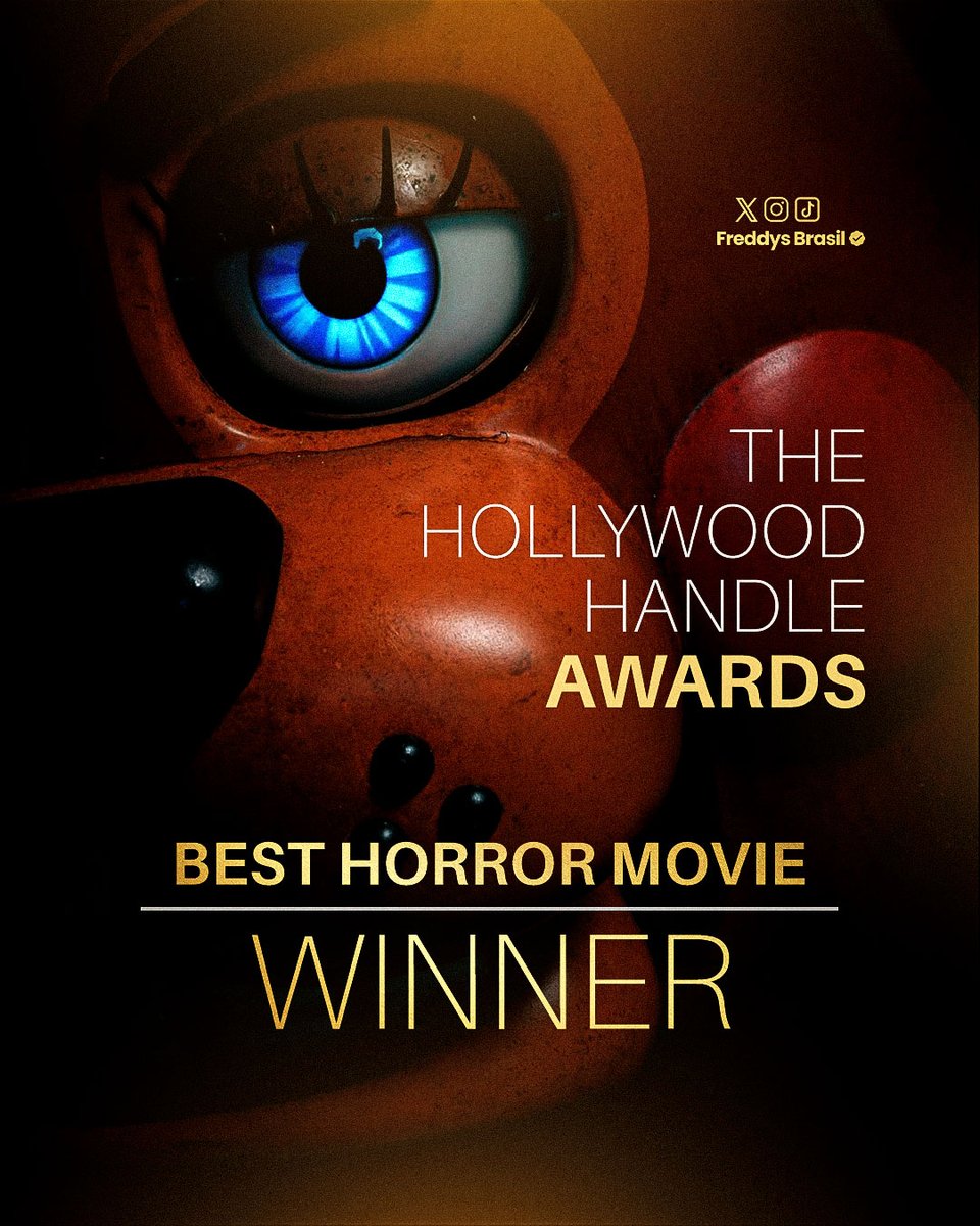 Freddys_Brasil's tweet image. 🏆 | FIVE NIGHTS AT FREDDY’S 2 venceu DOIS prêmios no The Hollywood Handle Awards:

- Best Movie Adaptation
- Best Horror Movie

Os vencedores são escolhidos pelo PÚBLICO, direto no site oficial deles! 

@/HollywoodHandle
#FNAF #FNAF2 #FNAF2Movie #FiveNightsAtFreddys