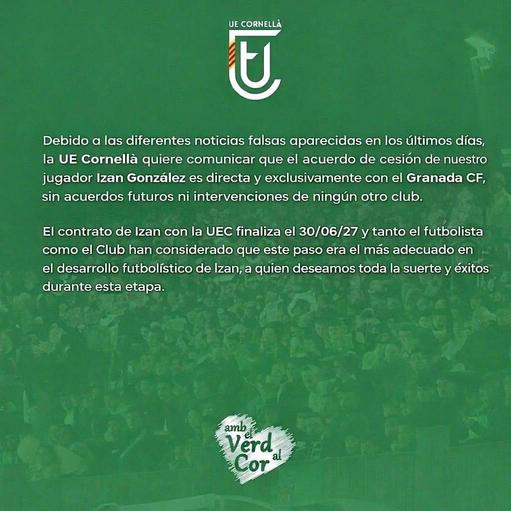 ue_cornella's tweet image. 📄 COMUNICADO OFICIAL. 

#Ambelverdalcor 💚