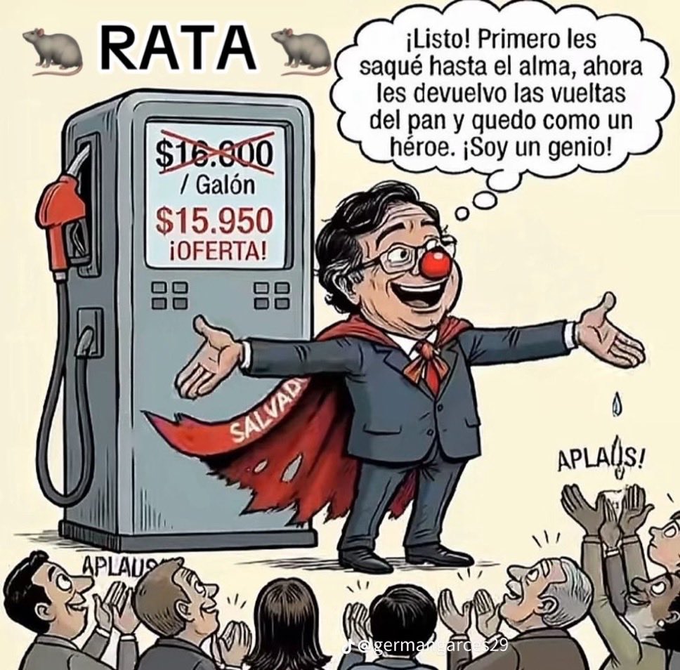 <a href="/petrogustavo/">Gustavo Petro</a> Es verdad, usted destruyó la economía y de paso la salud, las pensiones, y ni hablar de la seguridad…

¡Pero se las tira de salvador porque bajó 200 pesos la gasolina despues de subirla 8000 pesos!