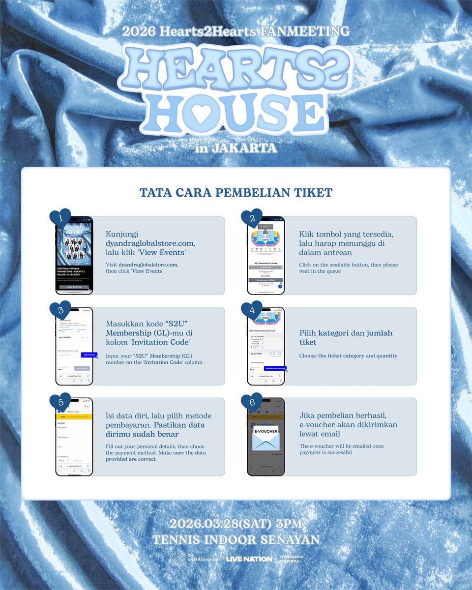 Jadwal S2U hari ini (29/1):

‼️MEMBERSHIP TICKETING‼️
📆 29 Januari 2026
🕒 14.00 WIB - 21.59 WIB
🎟 Loket (dyandraglobalstore.com)

#Hearts2Hearts #하츠투하츠 #H2H
<a href="/Hearts2Hearts/">Hearts2Hearts</a>