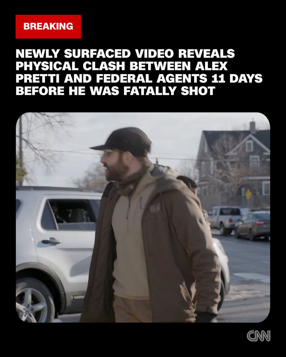 CNN's tweet image. New video shows a physical clash between Alex Pretti and federal agents over a week before he was fatally shot in Minneapolis. cnn.it/4k2IkBs