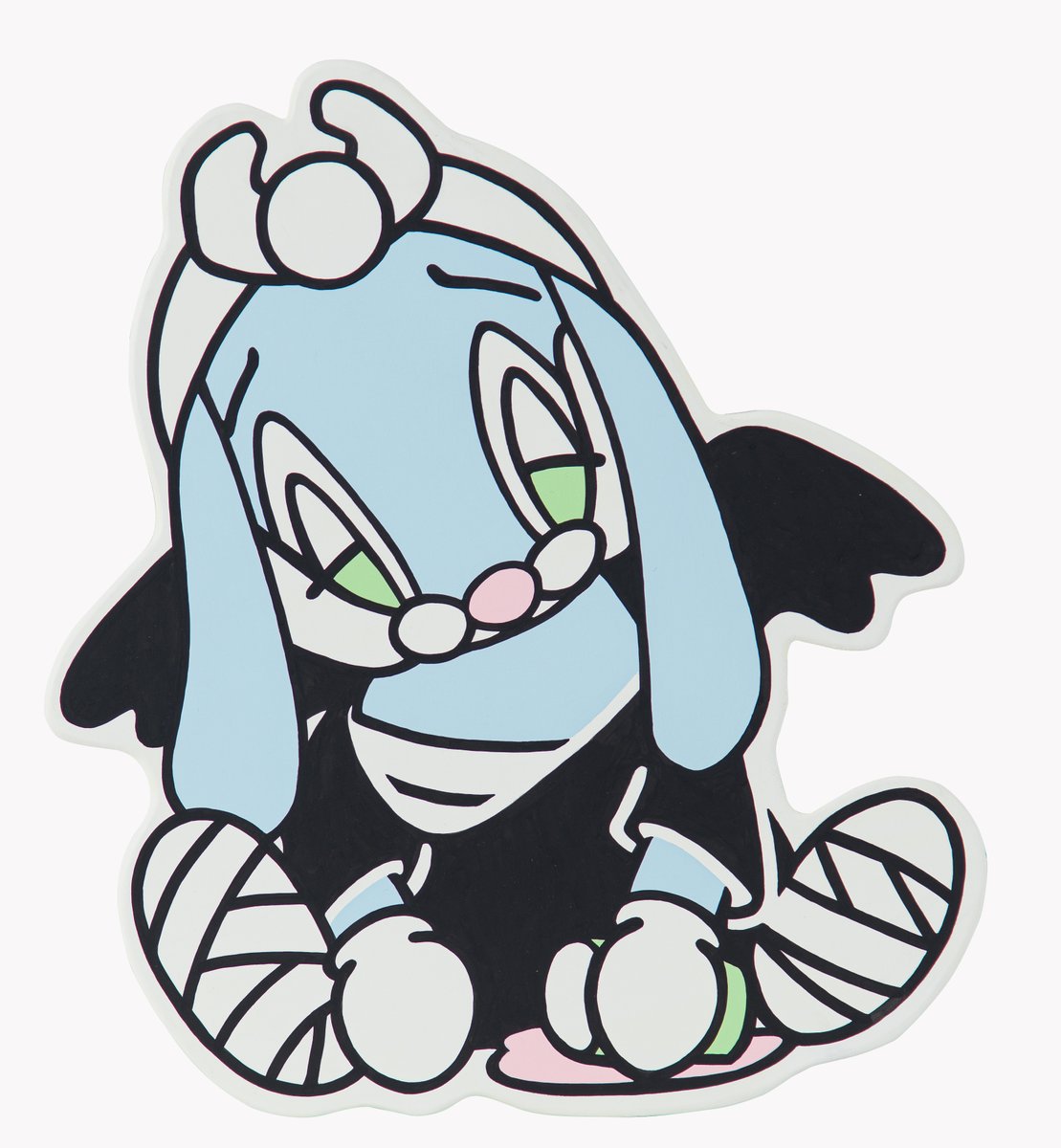 Whitestone_com's tweet image. 今週の #WeeklyArtPick 
ARUTA SOUP「ZERO Angel :Blue ver」（2025）。

包帯を巻いたウサギZEROに小さな翼が添えられた新シリーズ。
脆さと希望が共存する姿を描きます。
whitestone-gallery.com/ja/collections…