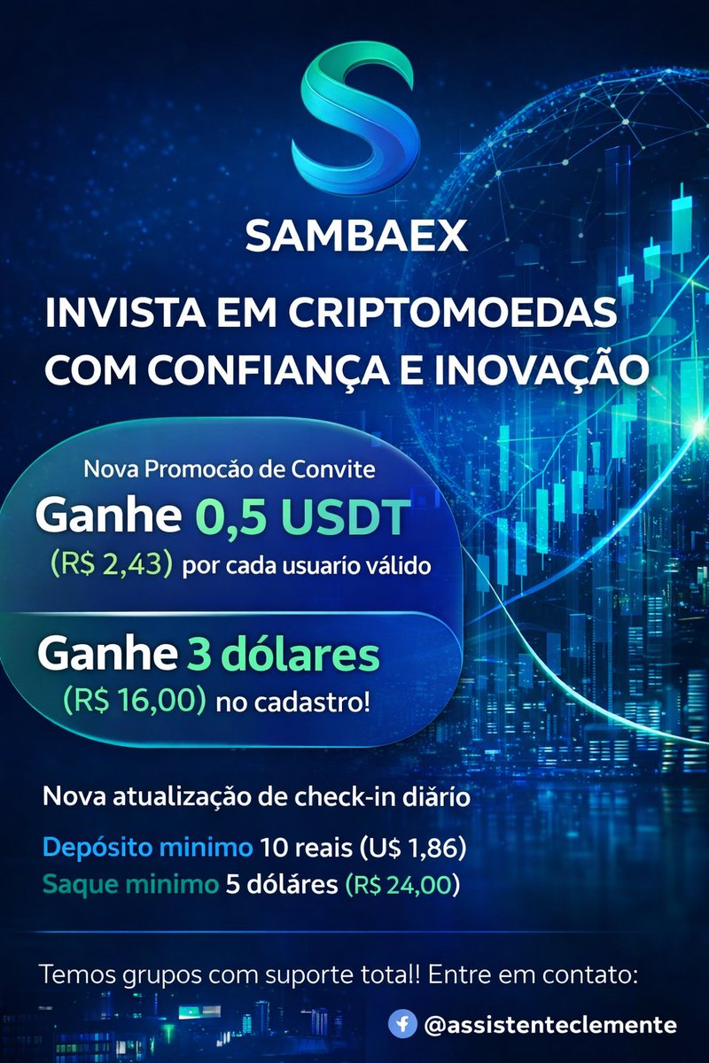 Assistenteclmnt's tweet photo. SAMBAEX 💼
Construção sólida no mercado cripto começa com regras claras.
Receba 0,5 USDT por cada usuário válido que:
✅ Se cadastre pelo seu link
✅ Utilize o bônus $3 no ciclo de 1 dia
✅ Entre no Grupo 122

DÁ UMA OLHADA NÓS COMENTÁRIOS 👇😉 
#sambaex #cripto #fyp https://t.co/x0F2CDB5hu