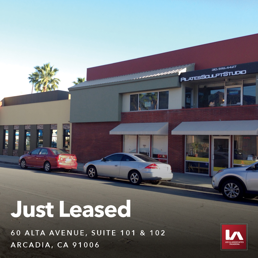 JUST LEASED 📍 60 Alta Avenue, Suite 101 &amp; 102, Arcadia, CA 91006

Lee &amp; Associates - #Pasadena is proud to announce that 60 Alta Avenue, Suite 101 &amp; 102 in #Arcadia was just leased. David Chen represented the Landlord.

• Asset Type: Office
• Suite Size: 1,117