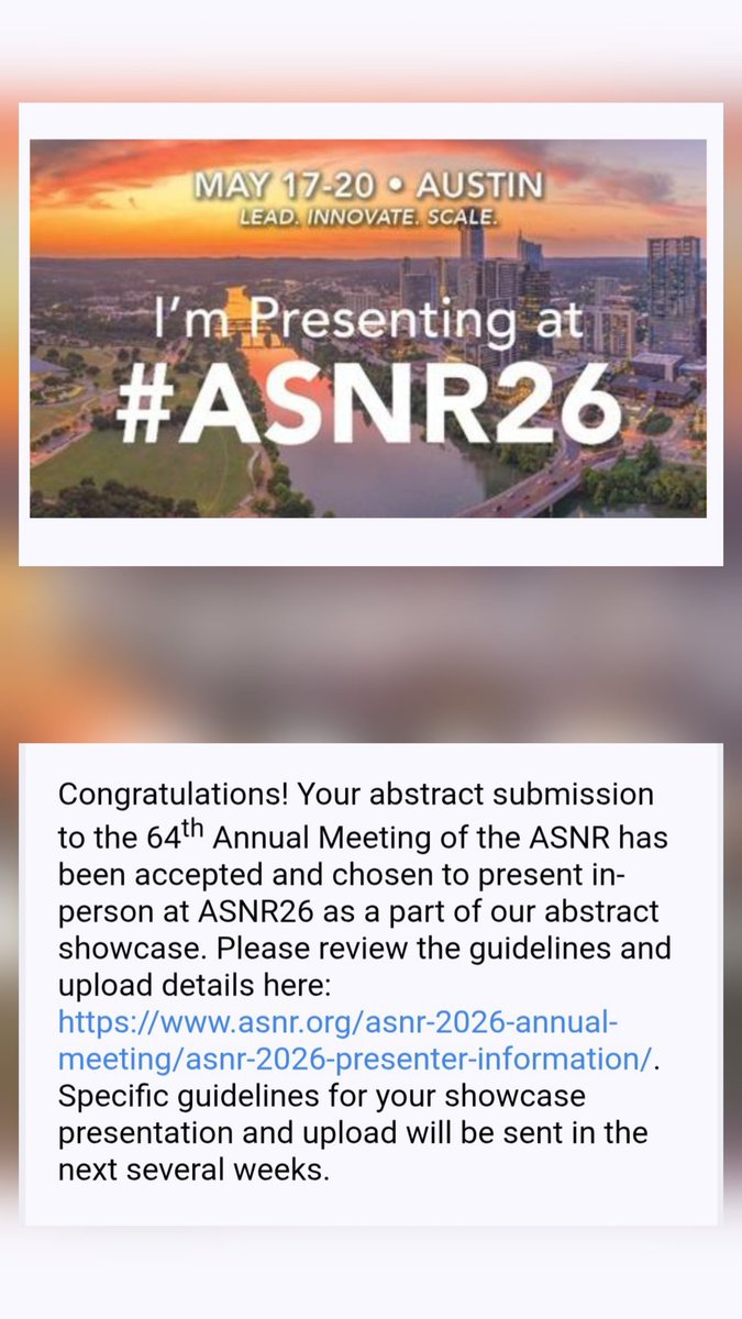 Humbled and honored for the opportunity to present at the #ASNR26.  Thank you to <a href="/TheASNR/">The American Society of Neuroradiology</a>  and  Dr. Jorge Lee for his support #neurorad