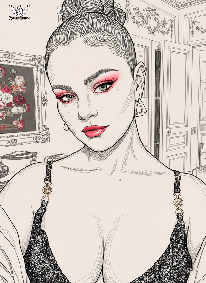 Riujindan's tweet photo. Selena-Gomez -Portrait in Crimson

#SelenaGomez 
#selena
#selenamarie
#drawingart 
#ilustration 

Important: My drawings are not created with AI. In the case of this artwork, I used Adobe Illustrator to create the background and Photoshop for color correction. https://t.co/FdksphOH6b