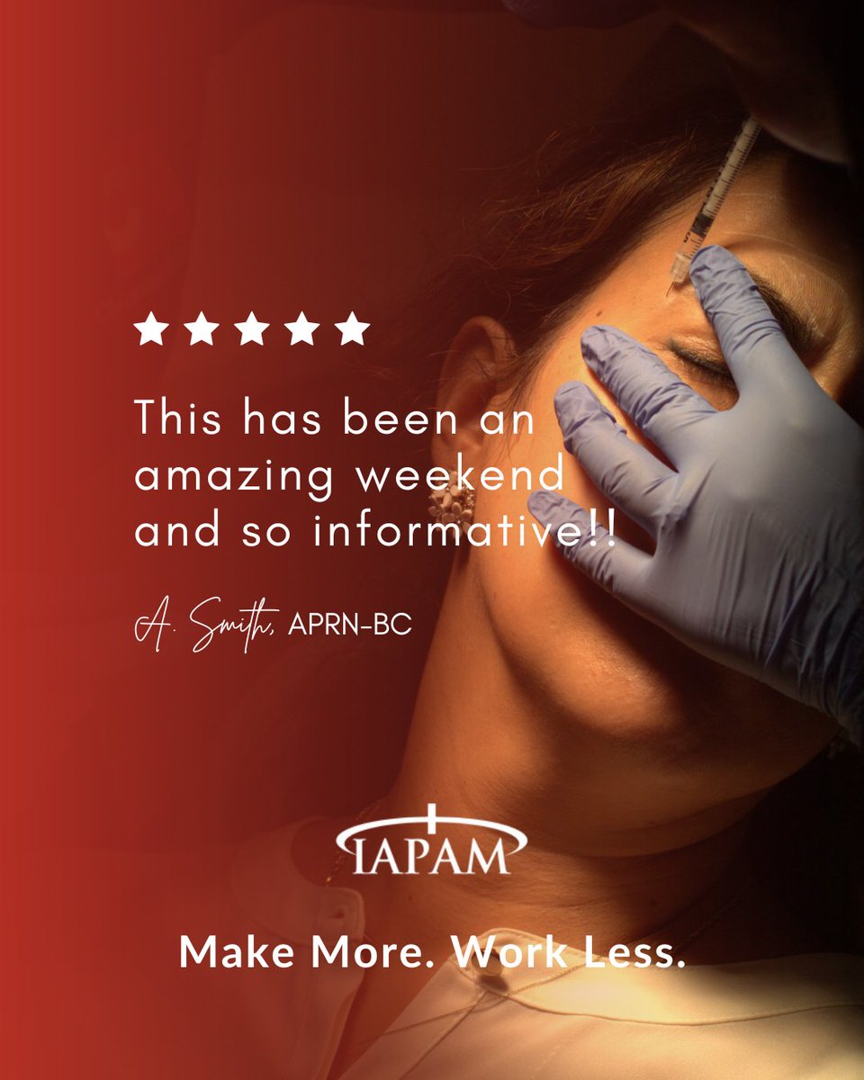 Another sensational review from our attendees!

iapam.com/aesthetic-medi…
#iapam #aesthetictraining
#reviews
#CMEtraining