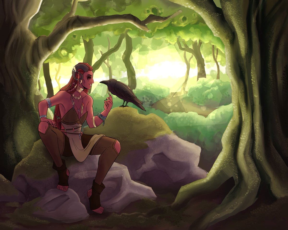 Dnd Wizard, Frayoch and her familiar Moragin 🐦‍⬛
#DnDcharacter