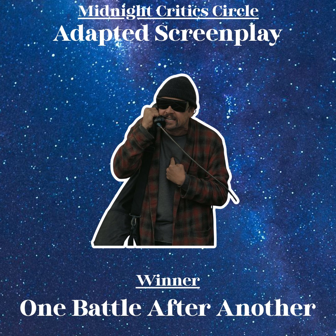 MidnightCriticC's tweet photo. BEST ADAPTED SCREENPLAY
Winner: One Battle After Another 
Runner-up: No Other Choice https://t.co/5qcK1qp0uS