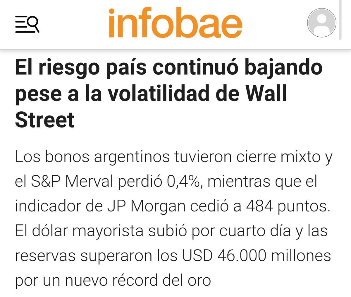 🇦🇷📊 | Pese a la volatilidad de Wall Street, el Riesgo País sigue bajando: hoy llegó a los 484 puntos.

Esto significa que la solidez del plan economico argentino de <a href="/JMilei/">Javier Milei</a> y <a href="/LuisCaputoAR/">totocaputo</a> va más allá de factores externos, es una clara señal de que el mercado internacional