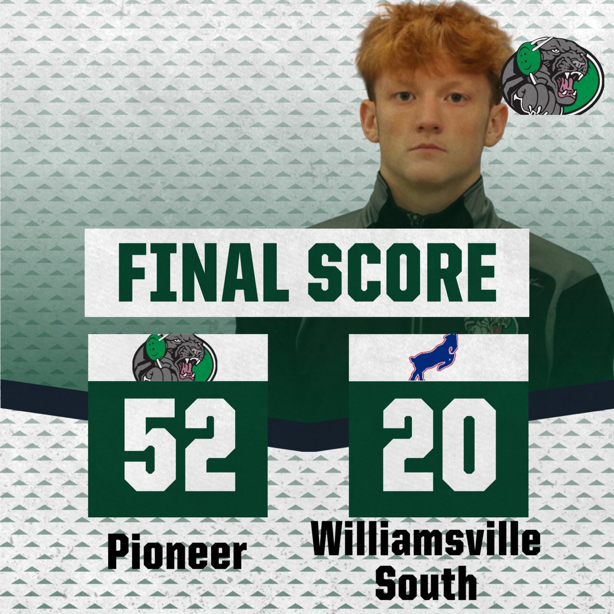 Panthers advance to 5-0 in their division after beating the Billies 52-20. The Panthers tally 7 pins. Pioneer will take on Hamburg next Wednesday 2/4 at Hamburg. 

<a href="/PioAthletics/">Pioneer Central Athletics</a> 
<a href="/Matt_ORourke1/">Matt O</a> 
<a href="/wnywrestling/">armdrag.com</a>