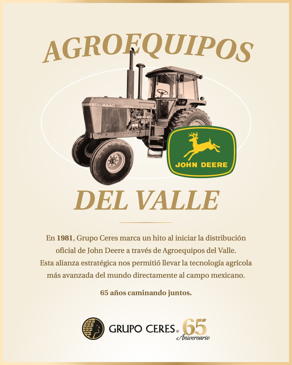 Más de cuatro décadas brindando la más alta tecnología agrícola, así como el acompañamiento de nuestros expertos reconocidos mundialmente.

#Grupoceres  #grupoceres65aniversario #johndeere #tractores #historia #campo #campomexicano #agricultor #agricultores #sinaloa #mexico