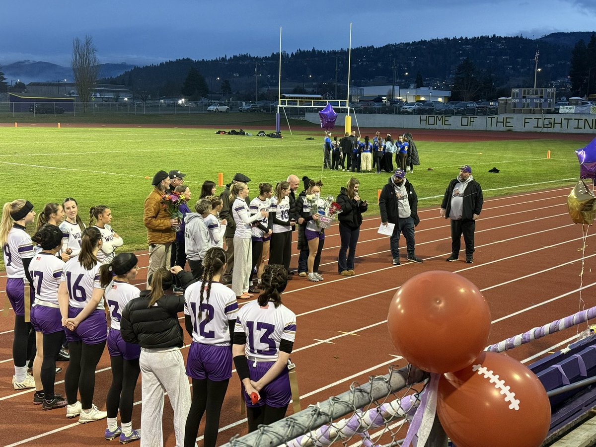 A lot of first out at Stáʔčəŋ Stadium tonight in Sequim for our Girls’ Flag Football team!
1st last home game of the Flag Football season
1st Flag Senior Night
1st place in the Olympic League
Current 1st place in Washington for 2A
Playoffs start on Friday at Olympic High School!