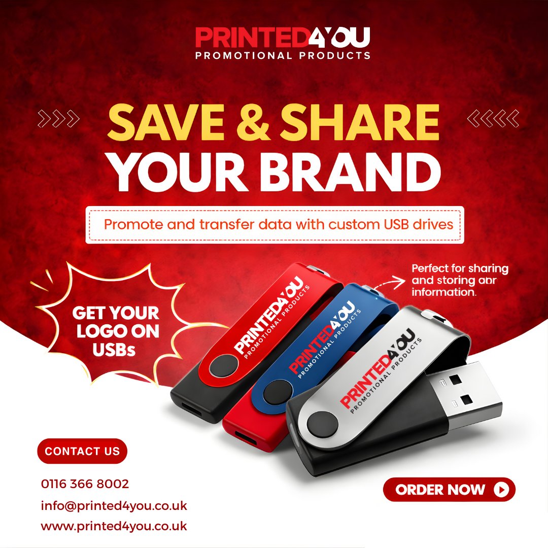 Printed4YouLtd's tweet image. Store smarter, share faster! Our premium USB drives keep your files safe and stylish — perfect for work, school, or gifting. Compact design, powerful performance
#TechEssentials #USBDrive #SmartStorage #DigitalLife #WorkSmart #PortablePower