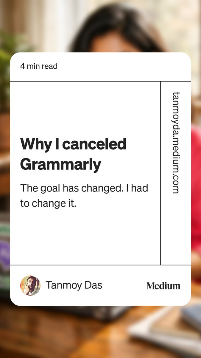 IndiFreelancer's tweet photo. Read “Why I canceled Grammarly“ by Tanmoy Das on Medium: https://t.co/VT3e1rWjaD https://t.co/q7Ja5dZeCg