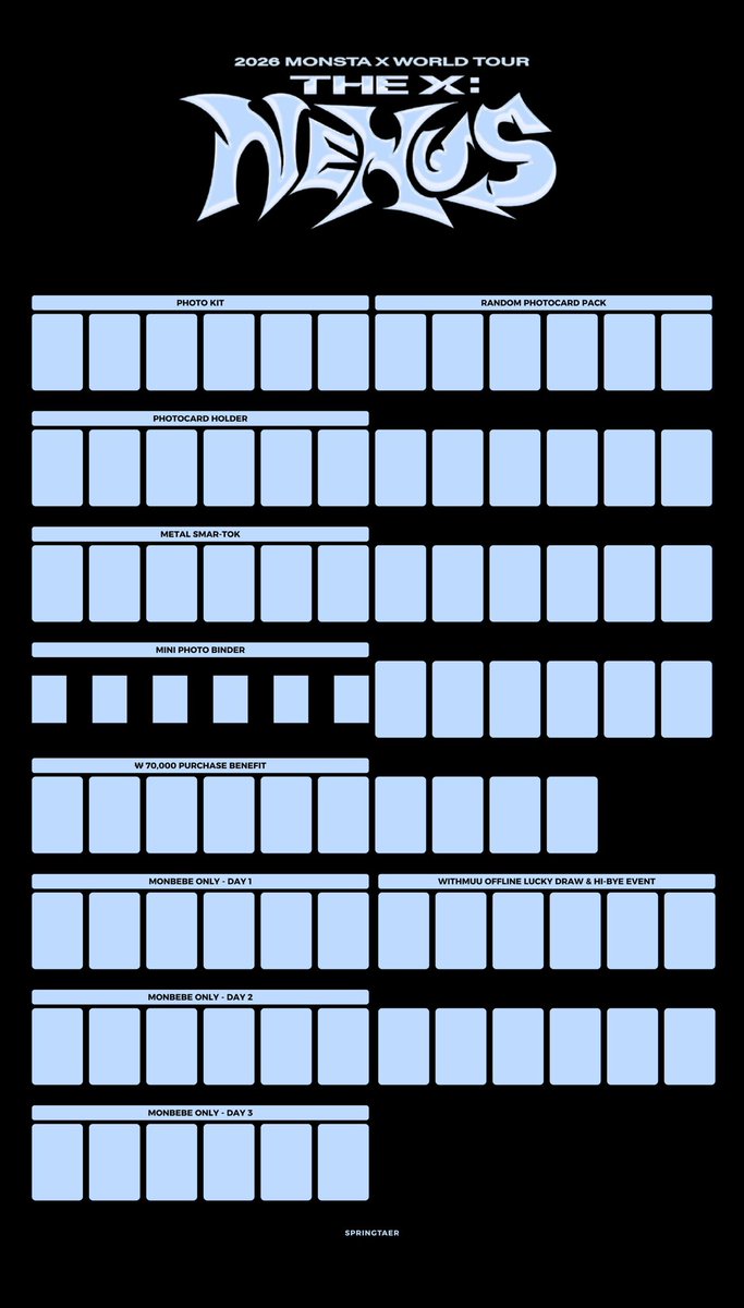 MONSTA X WORLD TOUR THE X: NEXUS PHOTOCARD TEMPLATE 🩵 — 몬스타
