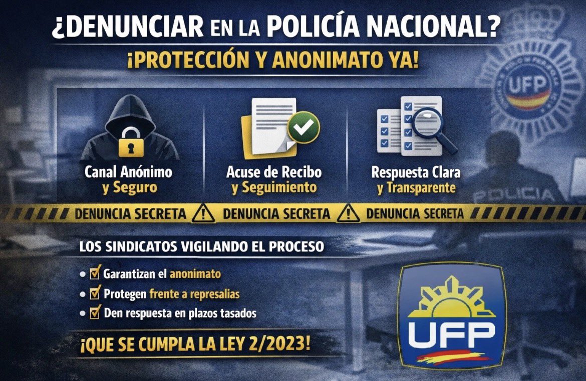 🚨NUEVA PROPUESTA AL CONSEJO🚨

✅TRAMITAR/INVESTIGAR todas las DENUNCIAS ANÓNIMAS de Policías

📜Hemos presentado un proyecto orientado a reforzar la transparencia interna y a romper el miedo a denunciar conductas impropias por parte de mandos.

🫣Somos conscientes de que