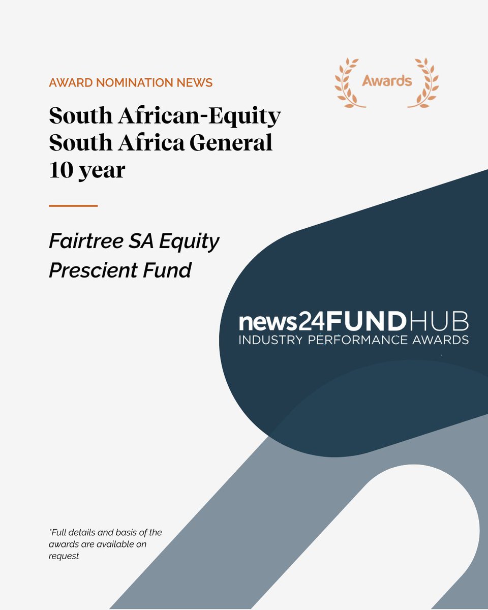 FairtreeGroup's tweet image. Fairtree is honoured to receive two nominations for the News24 FundHub Industry Performance Awards 2026. These nominations celebrate consistent performance across multiple categories and time horizons.

Congratulations to the Fairtree team for their commitment to excellence.