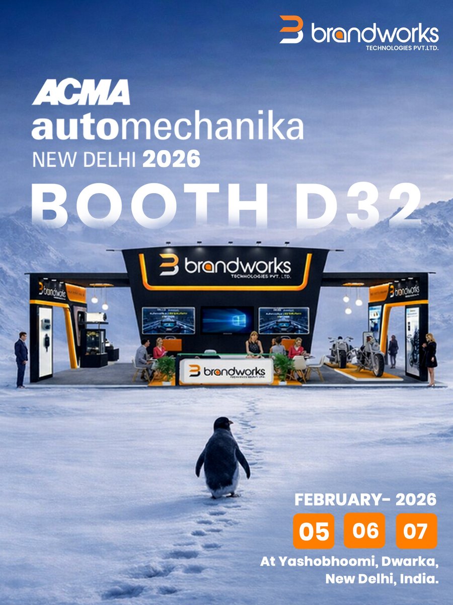 Looking for the right Automotive &amp; EV partner?
Find us at ACMA Automechanika New Delhi 2026.

📍 Hall 2 | Booth D32
🗓 5–7 Feb 2026 | Yashobhoomi, Delhi

High-performance, scalable solutions by Brandworks Technologies.

#ACMAAutomechanika2026 #EVSolutions #MakeInIndia