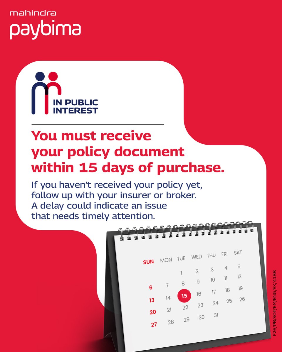 Bought a policy?
Your policy document should reach you within 15 days. Have more queries? Reach out to Mahindra Paybima for purchase, renewal and claim assistance.

#Paybima #SahiAdviceSahiInsurance #Insurance #RightAdvisor
