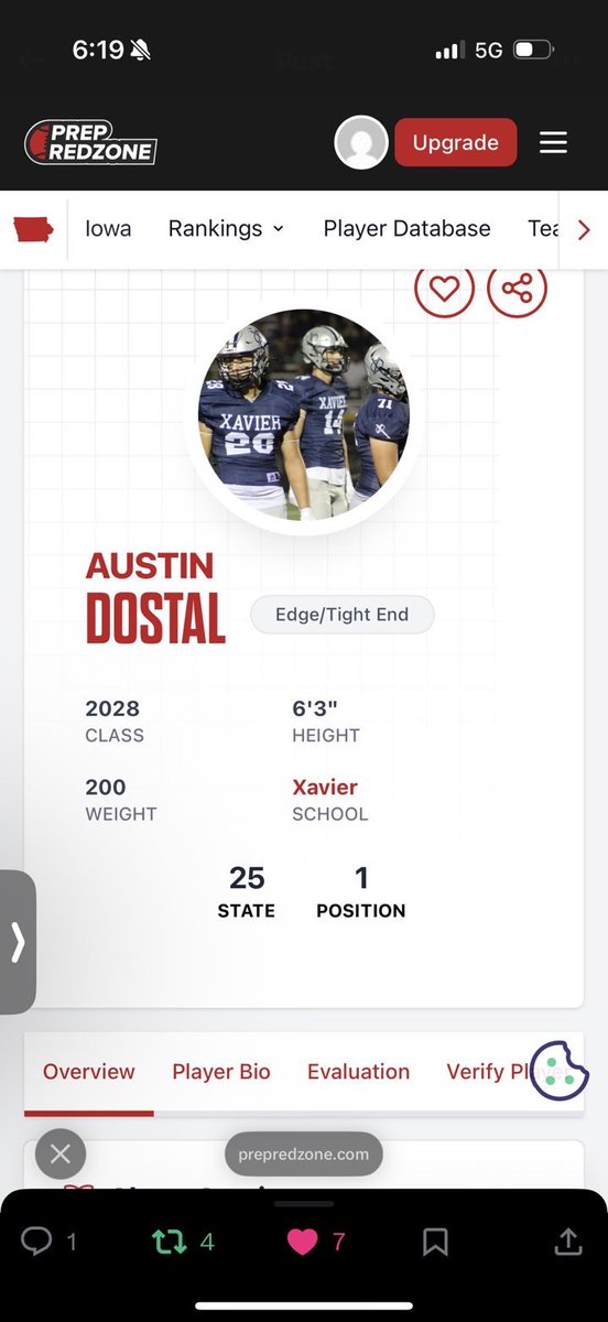 Blessed to be named the number one ranked Edge in the class of 2028 by <a href="/PrepRedzoneIA/">Prep Redzone Iowa</a> and 25th overall in the state.