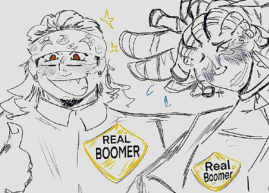 overallvisionar's tweet photo. ⠀
hello. whomever told Bro that 'Boomer' is a compliment because it sounds like the sound an explosion makes, &amp; explosions are 'cool,'  please come see me in my office.
he wanted me to make medals
&amp; now i am wearing one .
..i felt too bad to say no .
someone please educate him . https://t.co/qkM0NWMJJk