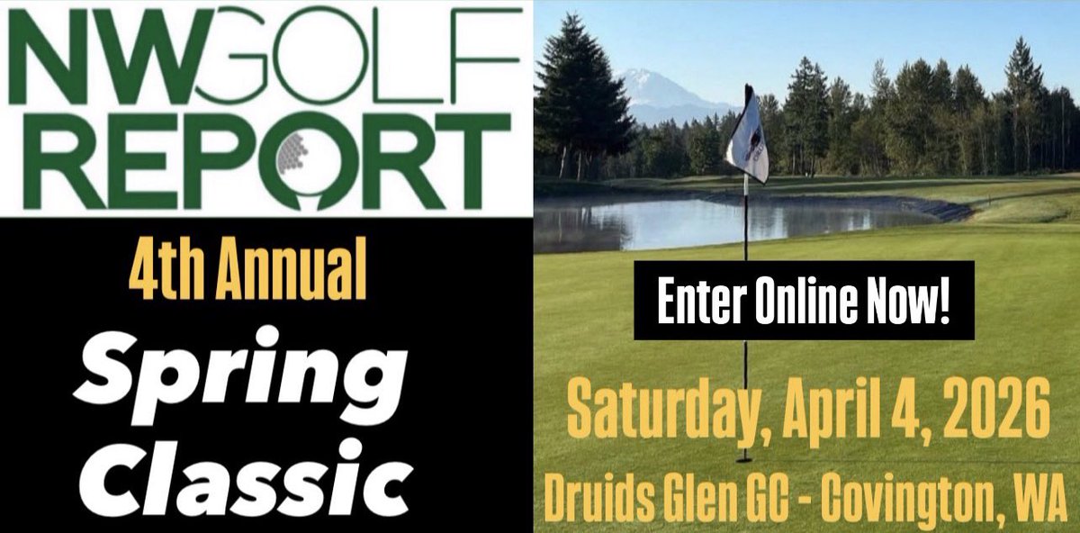 🌸⛳️ 4th Annual NW Golf Report Spring Classic is now accepting entries! Gross &amp; Net, Men &amp; Women. Grown from 30 players to 50 to 70 in first 3 editions.

Come compete at Druids Glen on Saturday, April 4. Details &amp; Entry Form: nwgolfreport.com/2026springclas…