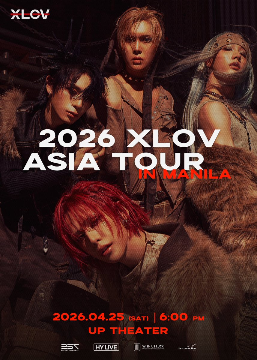 hylive_official's tweet photo. 2026 XLOV ASIA TOUR in MANILA

🗓 April 25th, 2026 (SAT) 18:00
📍 UP Theater

#XLOV #엑스러브 @XLOV_official 
#XLOVAsiaTour2026 #XLOVinManila
#257Entertainment #HYLIVE #WishUsLuckPH
@wishusluckent https://t.co/gUecq4SC7s