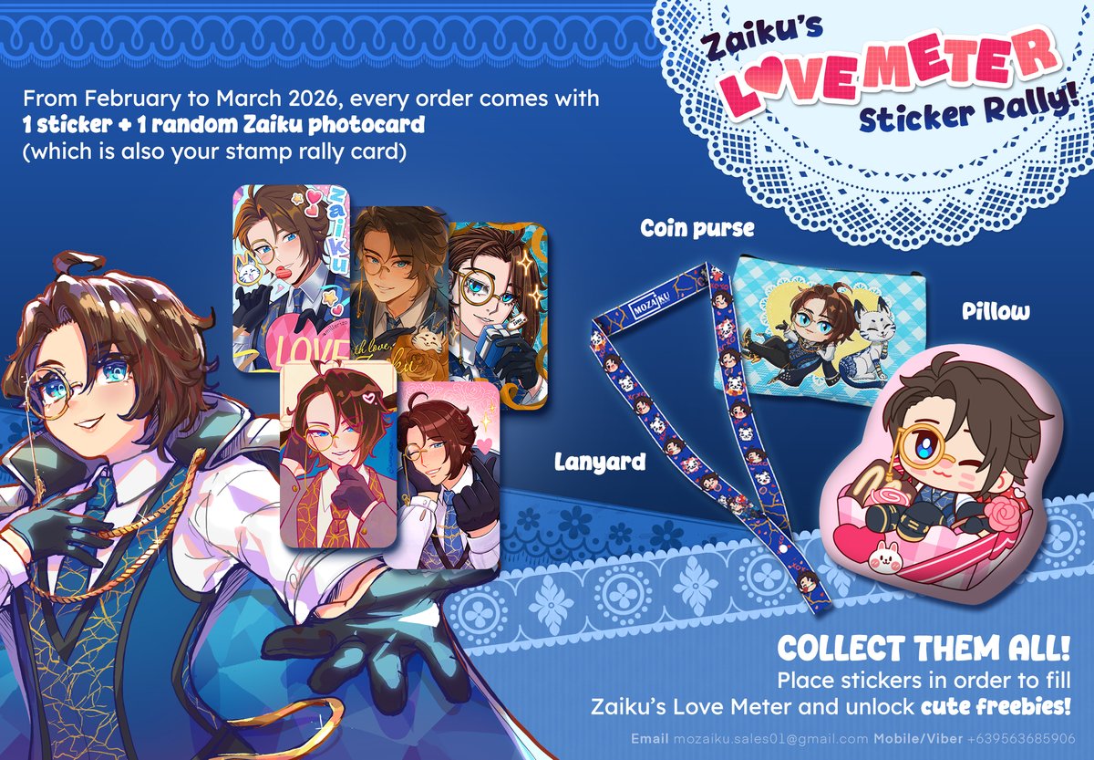 💙 Will you be my Valentine? 💙

From February to March 2026, every box order comes with 1 sticker + 1 random Zaiku photocard (which has the stamp rally card at the back). Place stickers in order to fill Zaiku’s Love Meter and unlock cute freebies!