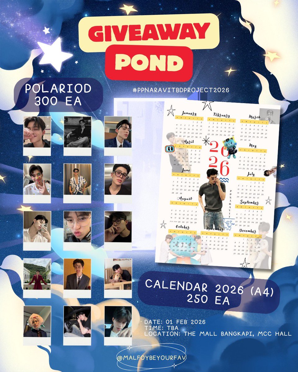 ᐡっ·̫ ‹｡ᐡ Pls kindly 𝑹𝑻  #ppnaravit 🎀
ฝากรีหน่อยนะค้าบพี่คนสวย

📂 * #PPNaravitBDProject2026 ♡
⤷ 📍 ₊ @ The Mall Bangkapi, MCC Hall 
⤷ 📆 ₊ 01 FEB 2026

✴️ Polaroid (random pics) 300 ea

✴️ Calendar 2026 (A4) 250 ea

มารับกันเยอะ ๆ น้า อินโทรเวิร์ดแจกกลัวไม่หมดมาก