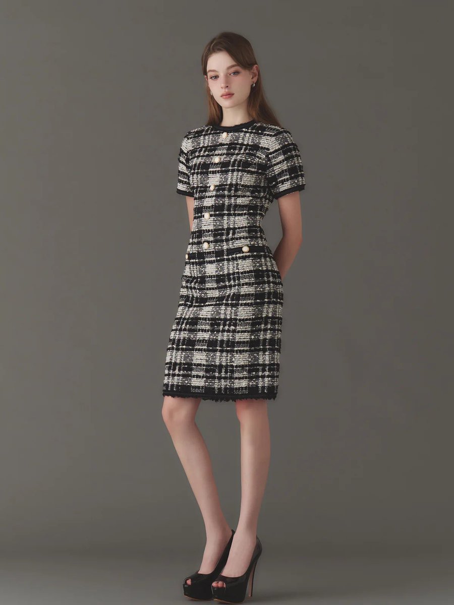 MALHIA KENT tweed short sleeve one-piece 》 フランスの高級生地