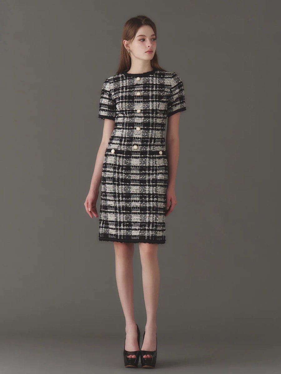 MALHIA KENT tweed short sleeve one-piece 》 フランスの高級生地