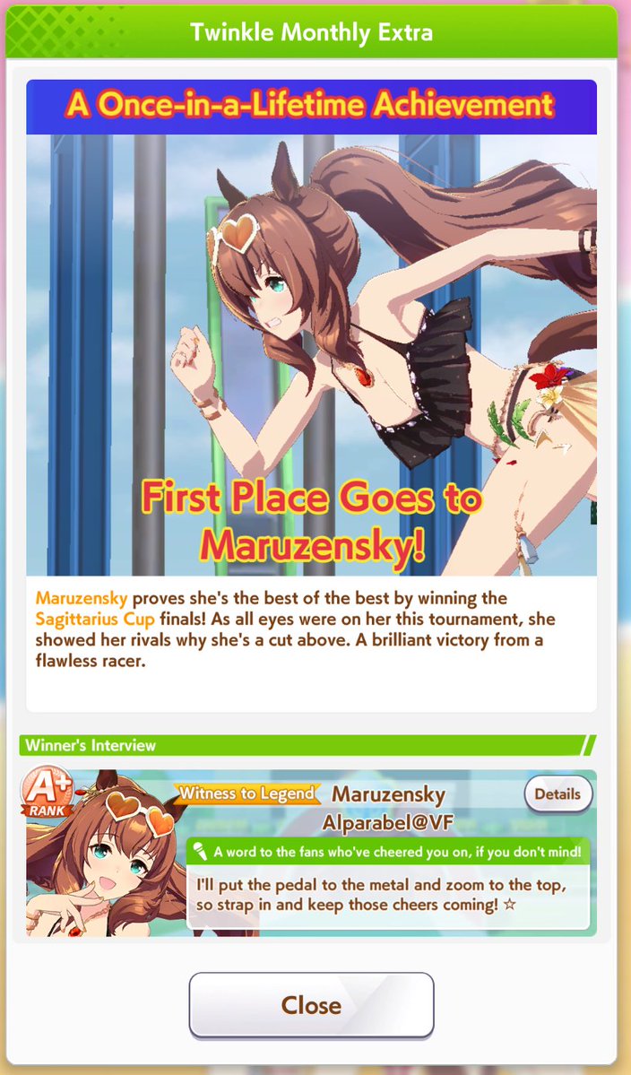 Alparabel's tweet image. My 2nd CM win
Raisu sadly didn't do much this time but we keep it going!!
#Umamusume