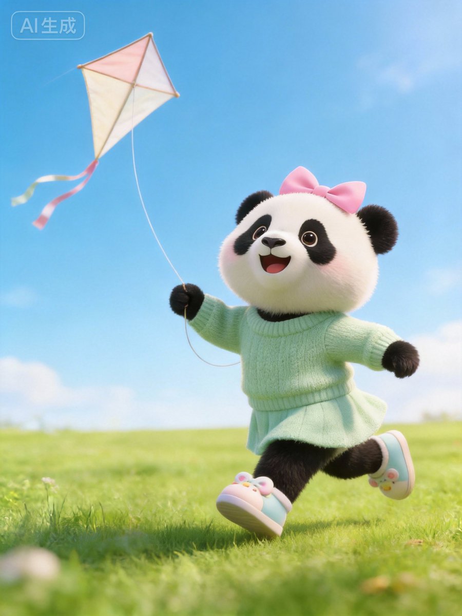 tan_hua18069's tweet photo. Running with the wind, sending my panda twin soaring into the spring sky! Some days are just made for flying. 🪁💨 #KiteFlying #SpringBreeze #PandaPlay #AIGC https://t.co/3iKPgehCKv