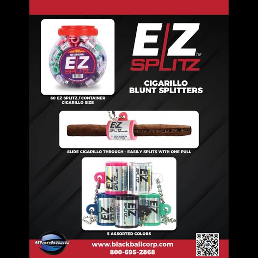 BLACKBALLCORP's tweet photo. 📷 SMOKE SHOP ESSENTIAL — EZ SPLITZ® 📷
Simple. Fast. Built to sell.

EZ SPLITZ® Cigarillo Blunt Splitters are a proven favorite at the counter — compact, easy to use, and perfect for impulse buys.
📷 Wholesale orders available now from Black Ball Corp.
📷 https://t.co/NdpoaHzWMw https://t.co/V2Lk9a7C05