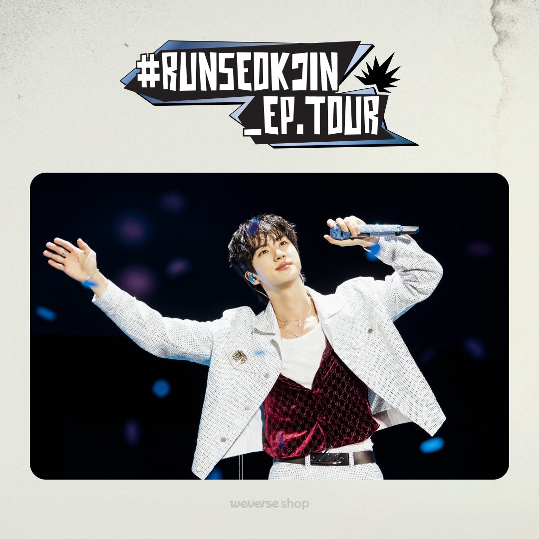 ⌛#RUNSEOKJIN_EP.TOUR_ENCORE VOD 사전 예약 기간이 얼마 남지 않았어요. 

"도전!”을 외치며 시작된 다채로운 공연과
#BTS 멤버들과 함께한 합동무대의 뜨거운 순간들을 위버스샵 VOD 예약 구매자만을 위한 특별한 혜택과 함께 만나보세요.

🎁Weverse Global 예약 구매자 특별 혜택 
1️⃣Special