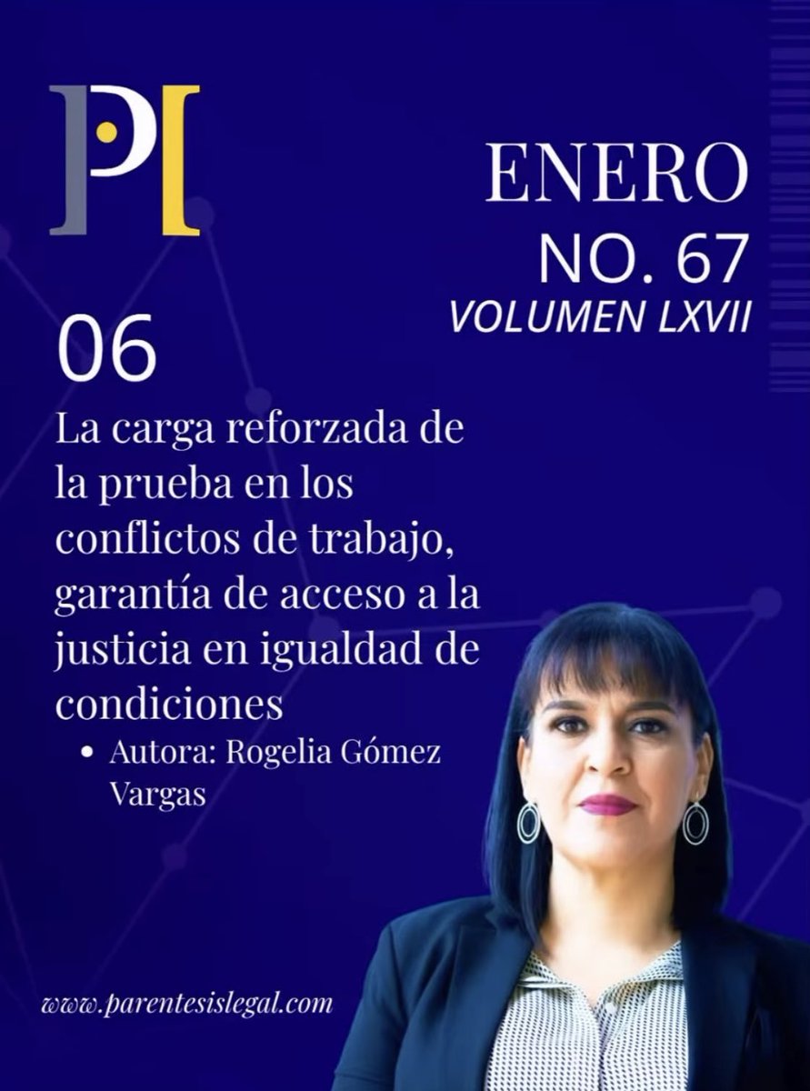 ✔️Te comparto mi artículo de este mes para Paréntesis Legal: 

🔴 La carga reforzada de la prueba en los conflictos de trabajo, garantía de acceso a la justicia en igualdad de condiciones. 

❇️ ¿Qué es la carga reforzada de la prueba? 

👉🏻 parentesislegal.com/la-carga-refor…