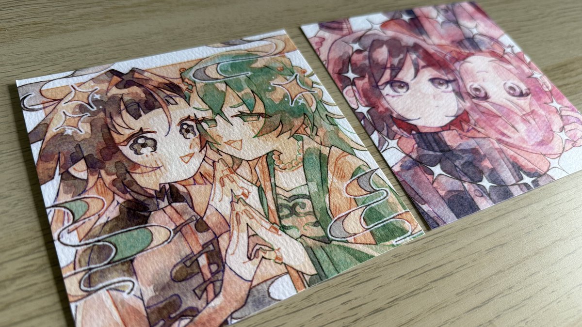 展示原画ポストカード❤️ 真菰　9枚セット 個展グッズその③】 ◼︎真四角ポストカード 正方形のポストカードを